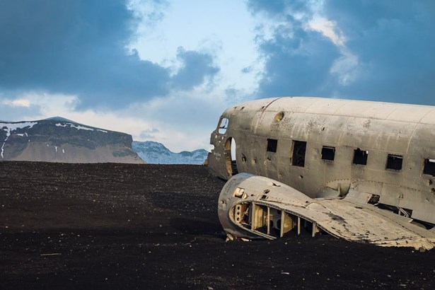 Iceland's Solheimasandur plane wreck by the sunset