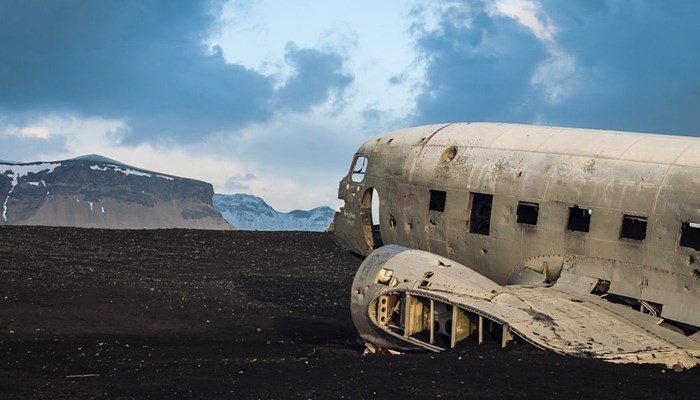 Iceland's Solheimasandur plane wreck by the sunset