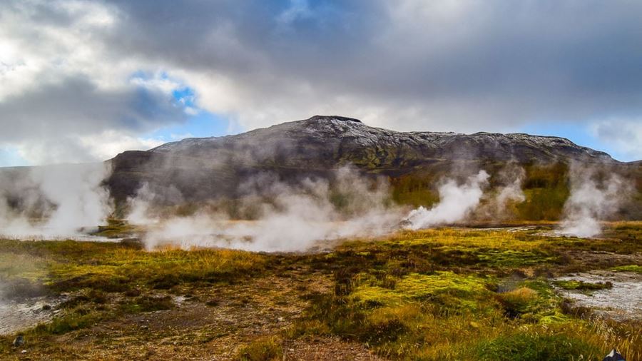 steamy geothermal area