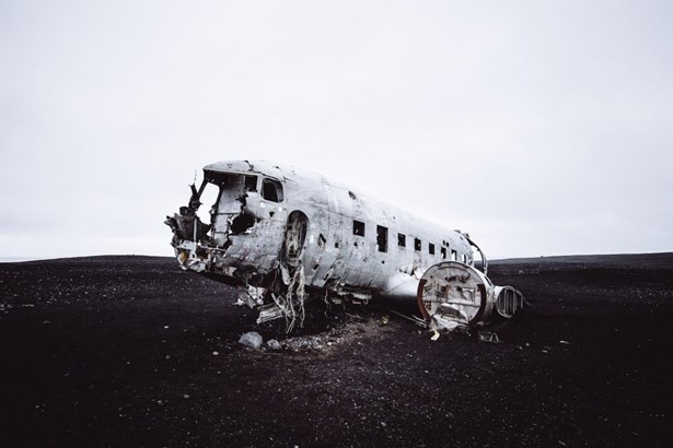 plane wreck on black sand beach in Iceland