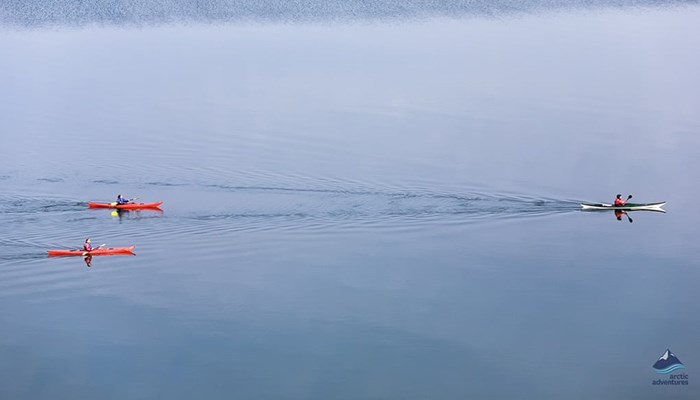 guided sea kayaking tour in Iceland