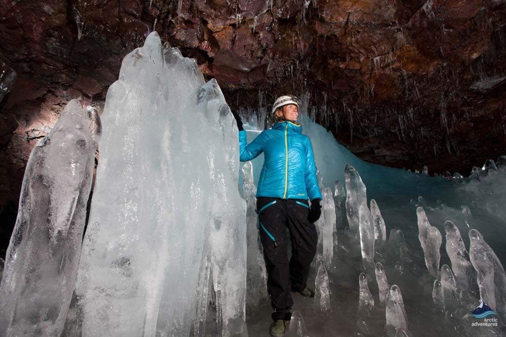 huge icicles in lava cave