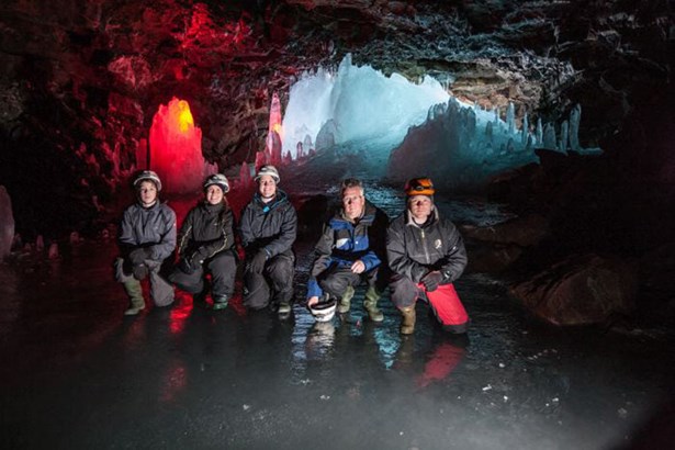 group guided tour in Icelandic lava cave