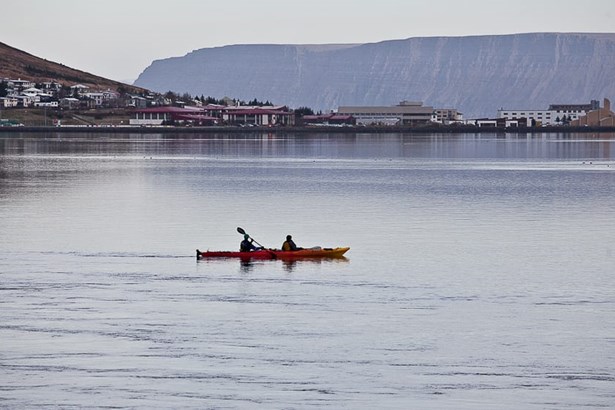 kayaking tour by the village in Iceland