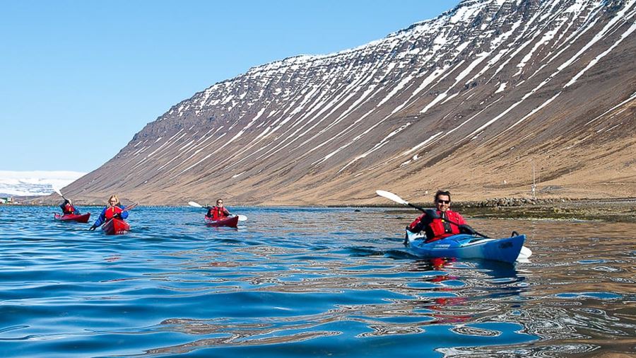group kayaking tour in Iceland