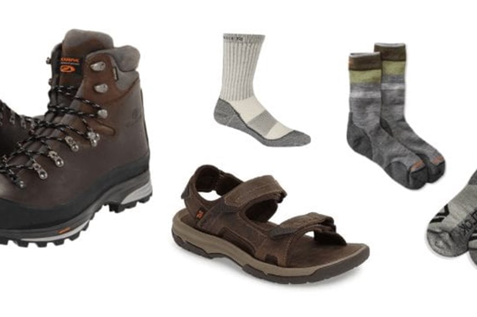 Shoes and socks for hiking