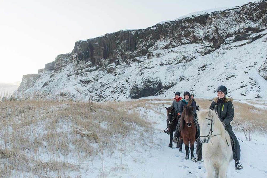 women riding Icelandic horses