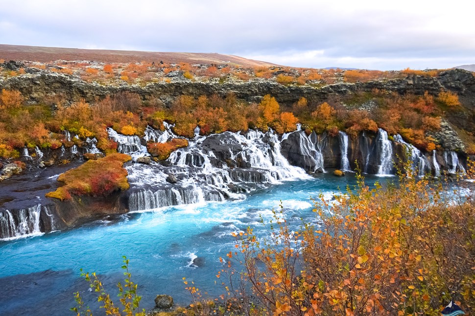 Hraunfossar Waterfall in Iceland at Snaefellnes