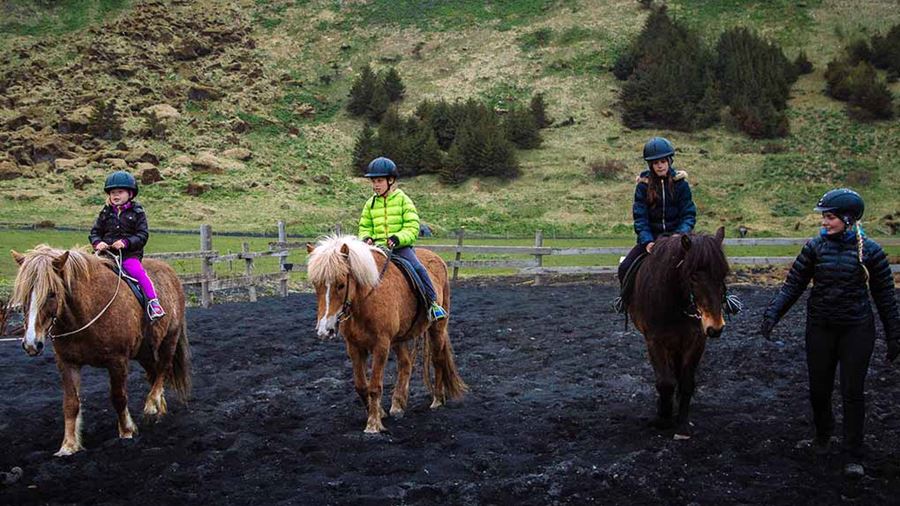 kids practice horse riding