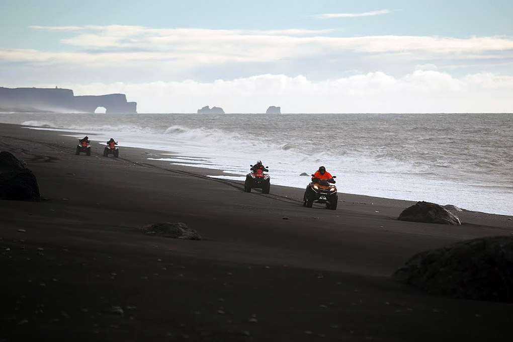 Buggy driving at the black sand beach