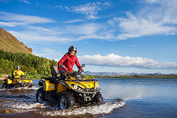 river crossing by ATVs in Iceland