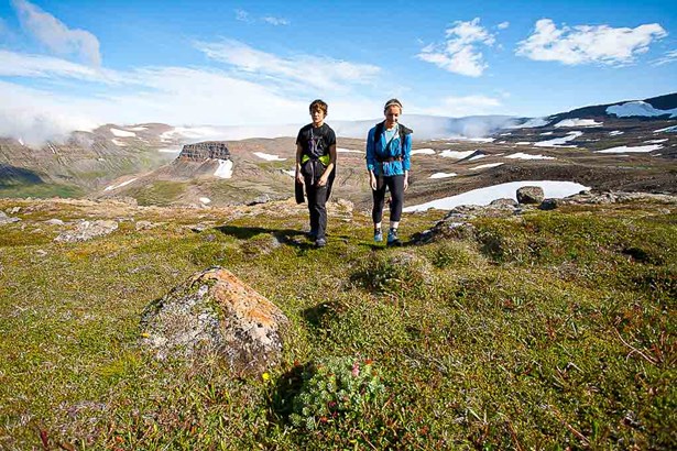 people hiking in Icelandic Westfjords