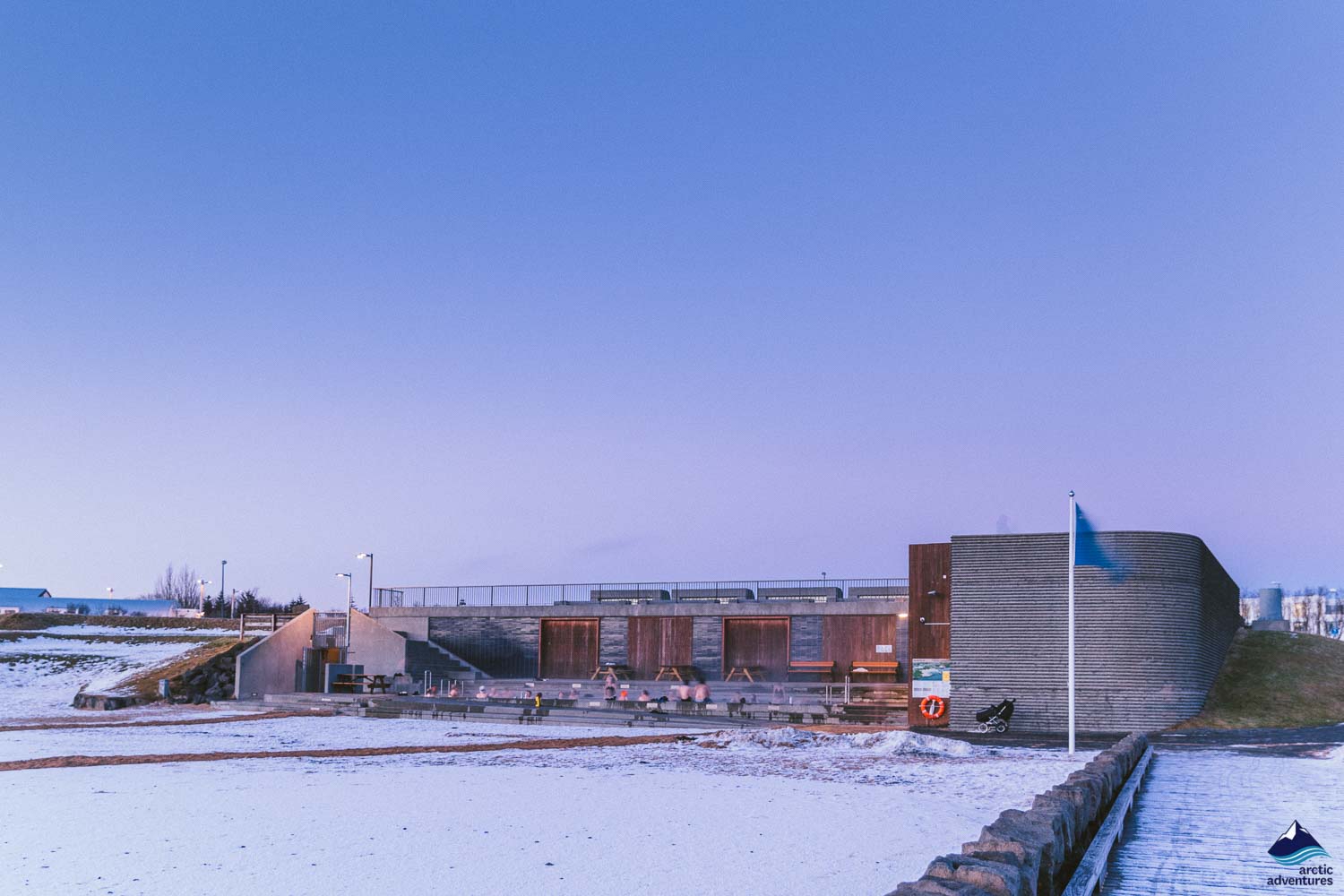 Nautholsvik geothermal lagoon in winter