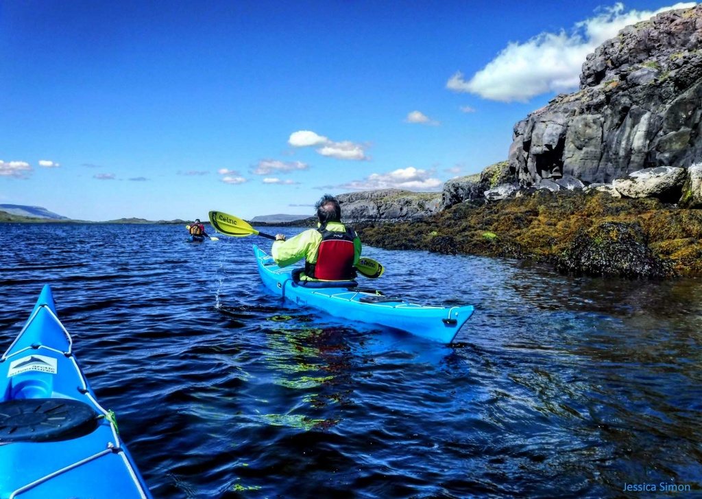 Man kayaking in Iceland