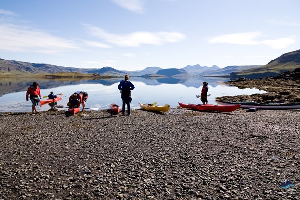 people preparing for kayaking in Iceland