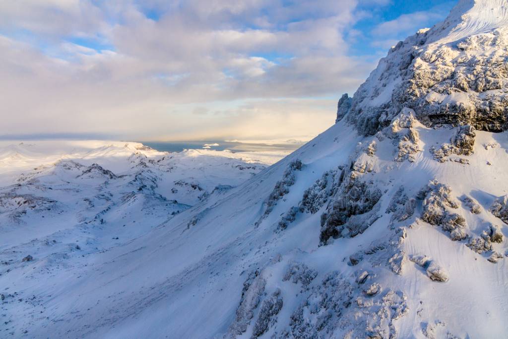 close up mountain view from helicopter tour