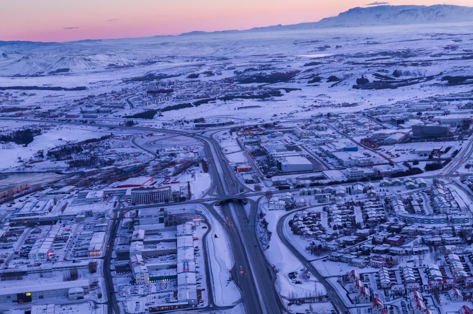 city view from helicopter in Iceland