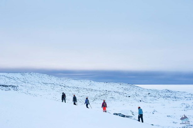 people walking on Vatnajokull glacier