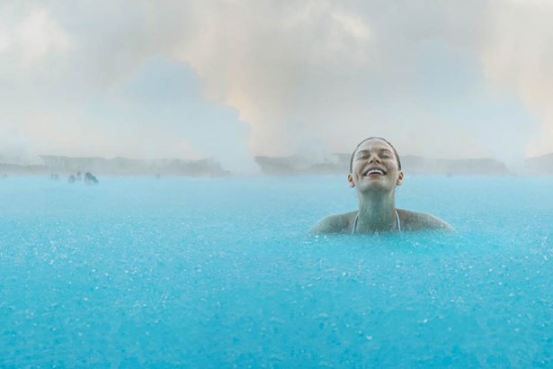 woman bathe in blue lagoon of Iceland