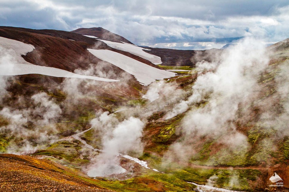 steamy geothermal field in Iceland