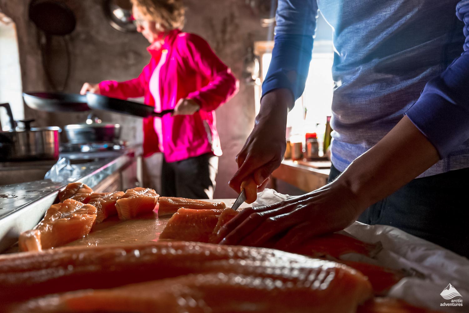 making dinner in Iceland