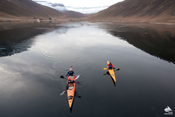 small group kayaking in Icelandic nature