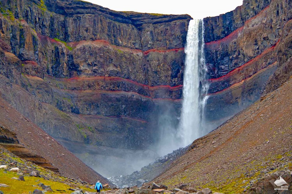 huge Hengifoss Waterfall in Iceland