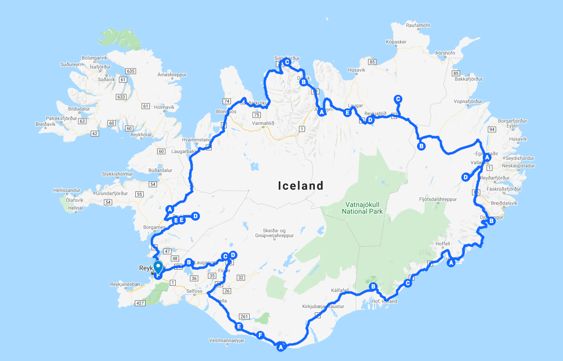 Iceland Ring Road Map Large Map Of Attractions