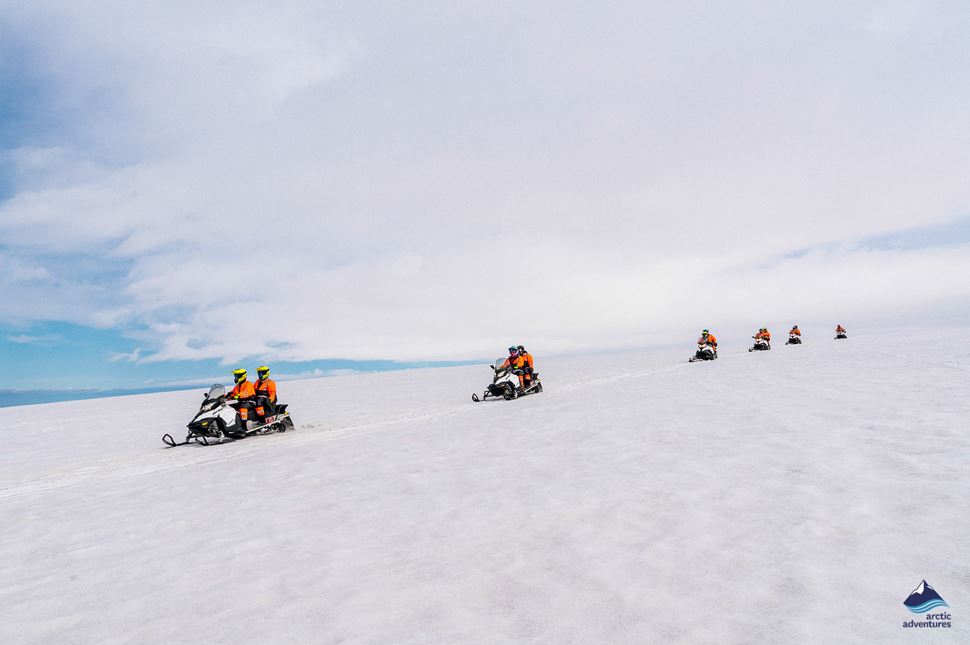 snowmobiling tour near Langjokull Glacier