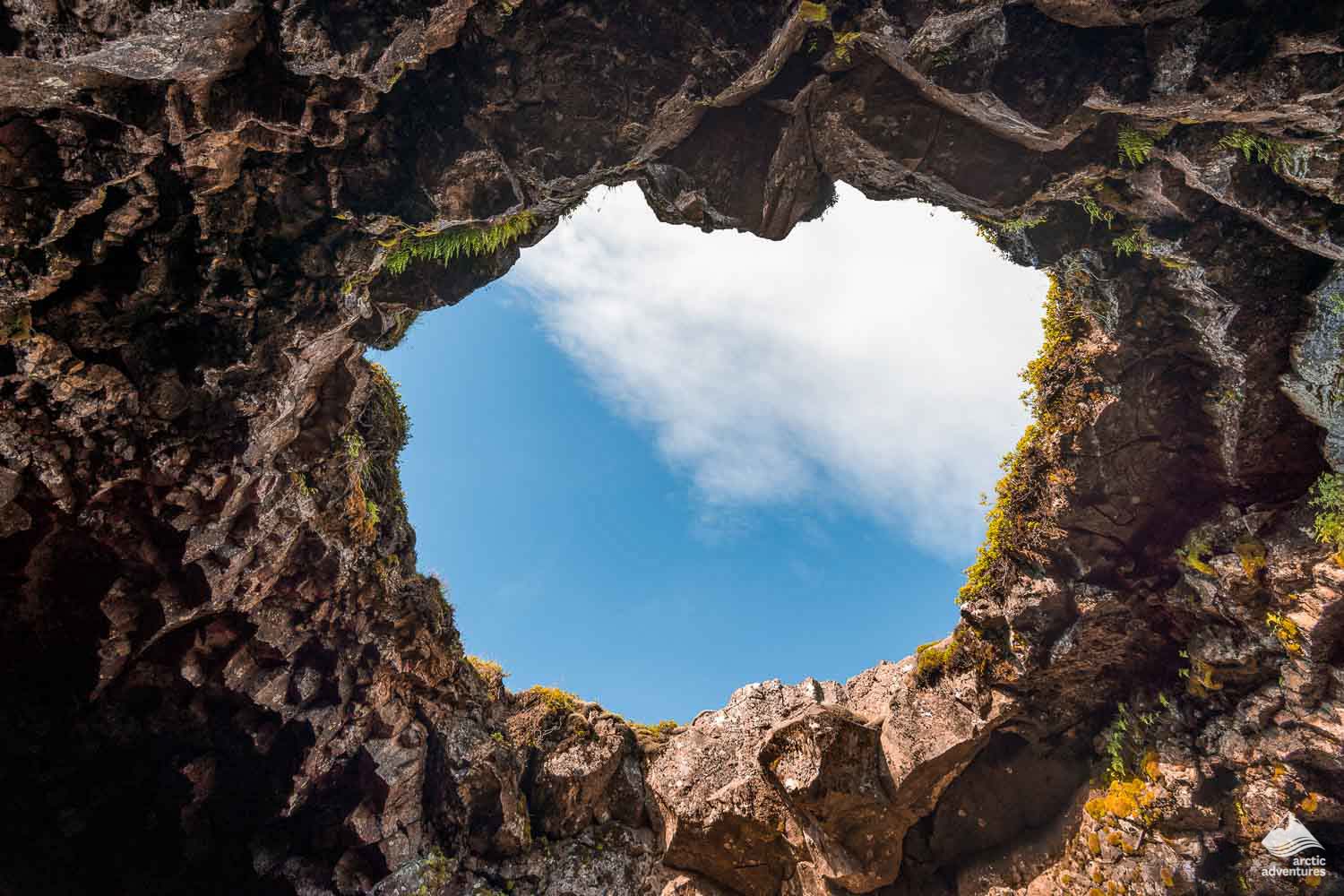 hole to sky from lava tunnel