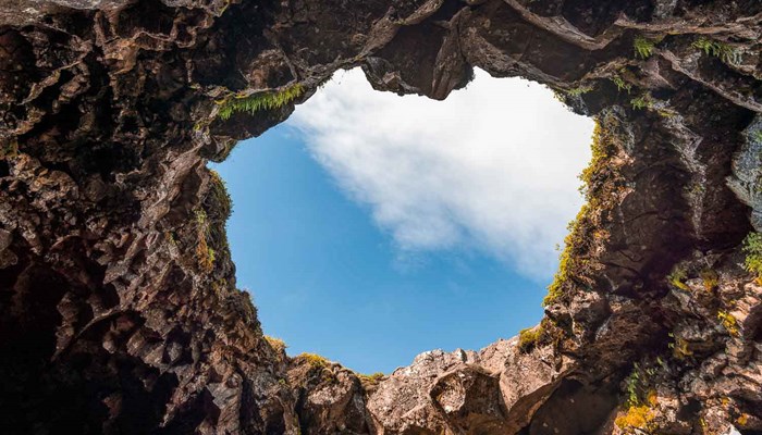 hole to sky from Raufarholshellir lava tunnel