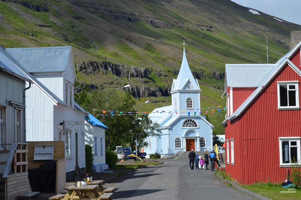 Seydisfjordur village church in Iceland