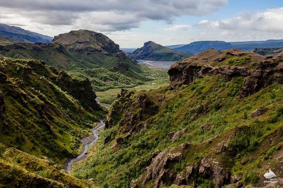 landscape of Thorsmork volcano zone in Iceland