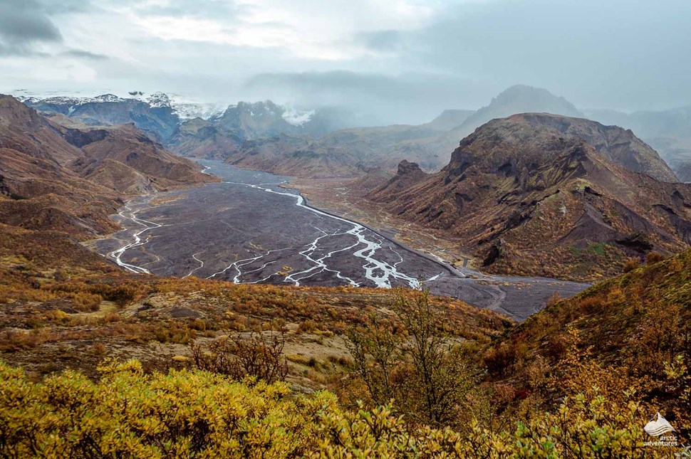 landscape of Thorsmork volcano River in Iceland