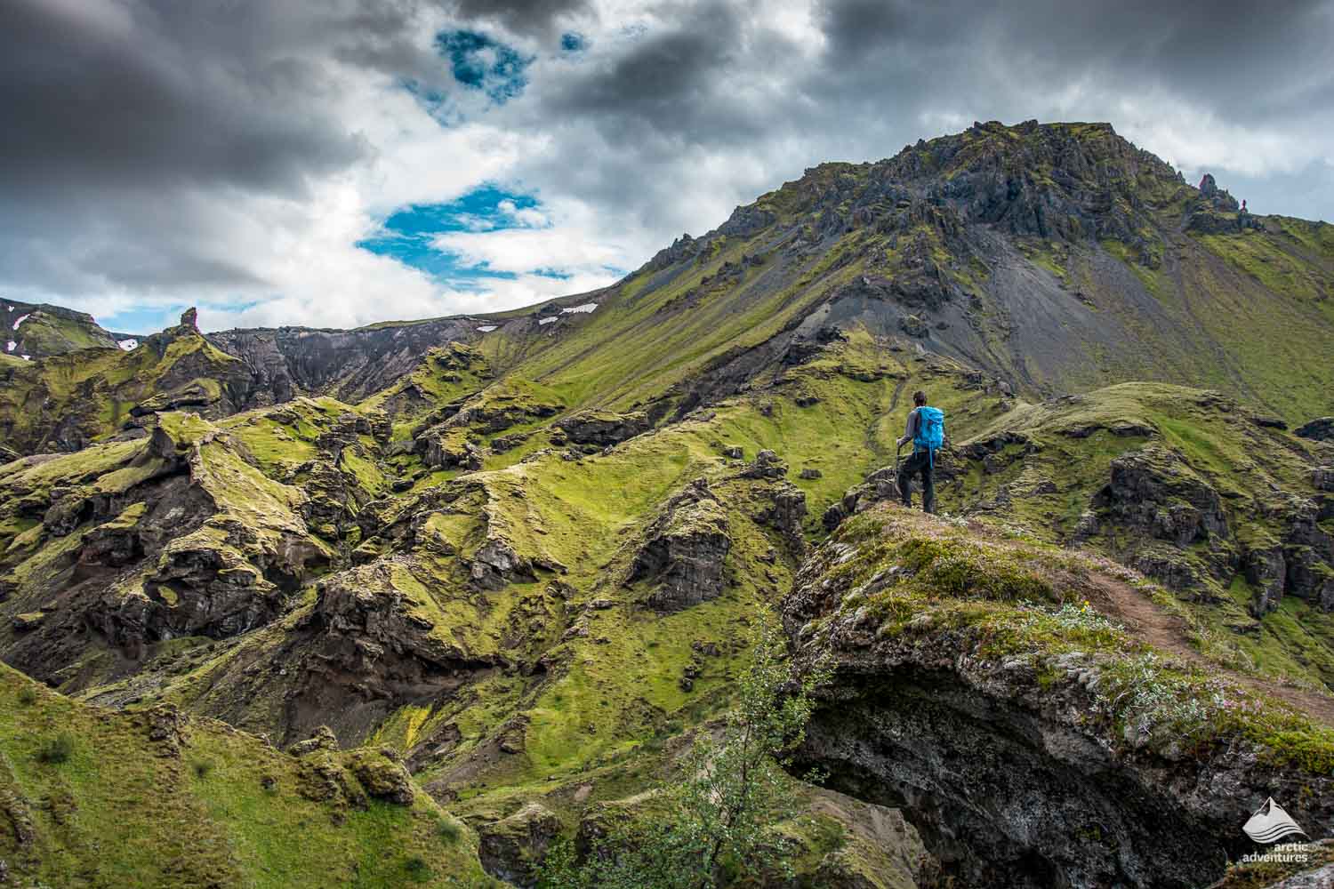 Fimmvorduhals hiking trail in the mountains
