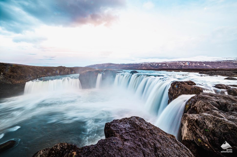 view of Godafoss Waterfal in Iceland