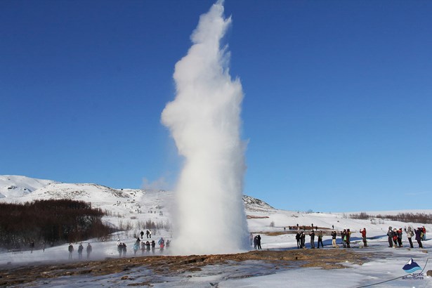 geyser eruption at golden circle in Iceland