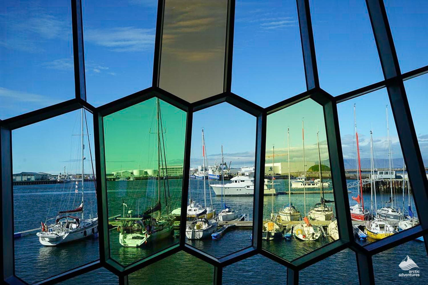 view through window at Harpa Concert Hall