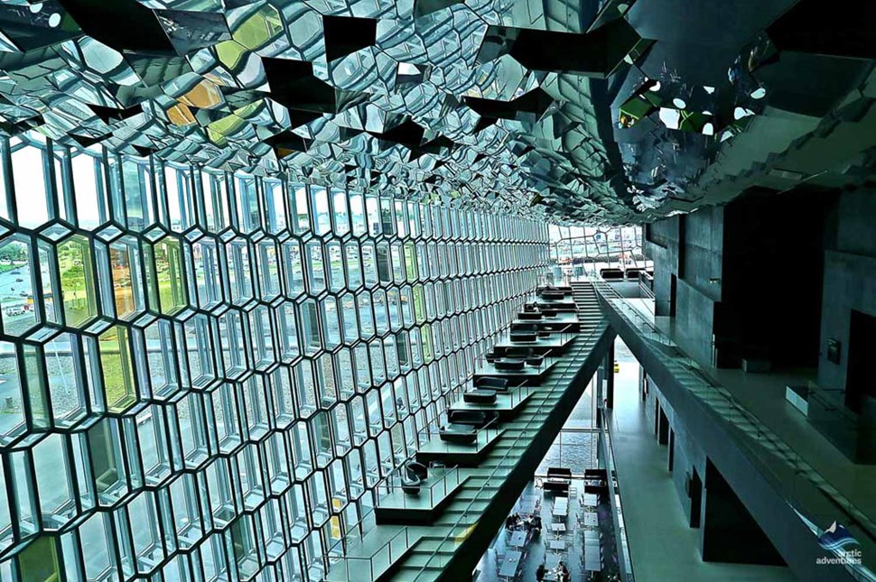 Harpa concert hall architecture from inside