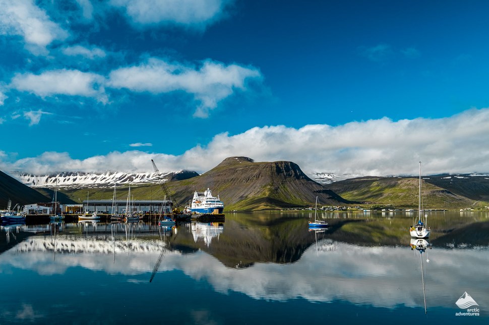 ferry from Isafjordur town harbor in Westfjords