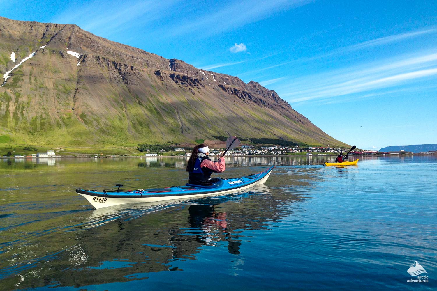 people kayaking in west of Iceland
