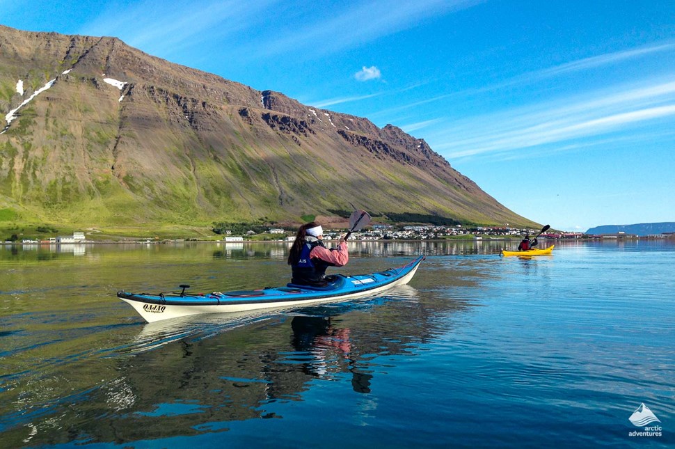 people kayaking in west of Iceland