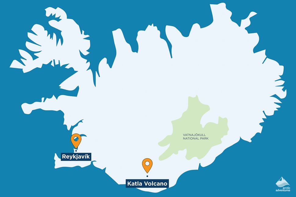 map where to find Katla volcano in Iceland