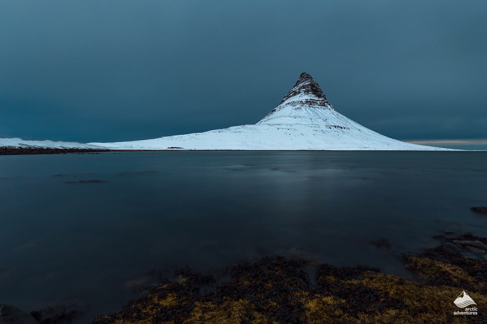 Kirkjufell mountain in winter time