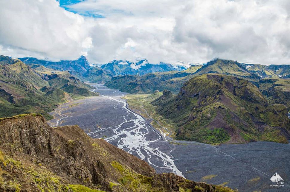 panorama of river at Laugavegur trail in Iceland