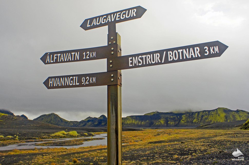 sign at Laugavegur trail in Iceland