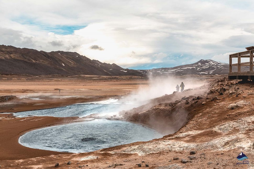 mud pools at Hverir Geothermal area in Iceland