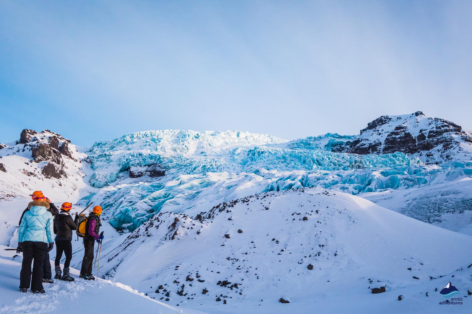 people near Skaftafell glacier in Vatnajokull national park