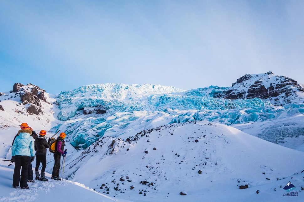 people near Skaftafell glacier in Vatnajokull national park