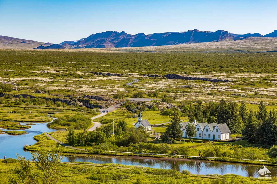 view of Thingvellir National Park in summer